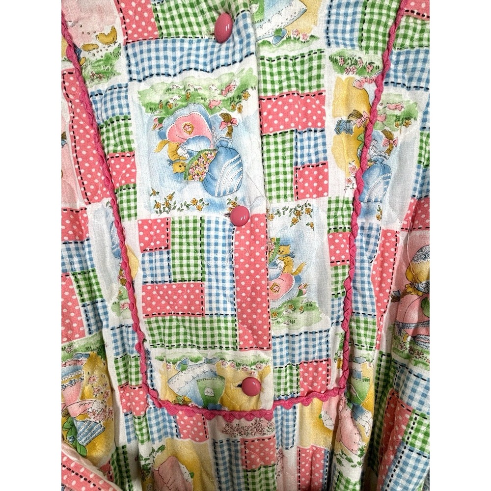 VTG Holly Hobby Quilted Robe Housecoat WOMENS‎ 14* Long Full Button Colorful GUC - Picture 11 of 13